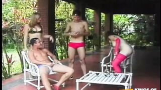 Two dudes bang their bitches from behind, then go for deep anal👌
