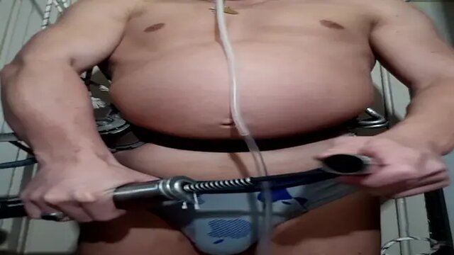 Slap and pump gastric inflation with navel play