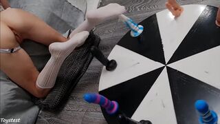 Wheel Of DILDOS! BBC —  Huge Cock and DP dildo Round