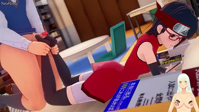 Sarada Footjob in Hokage House Boruto