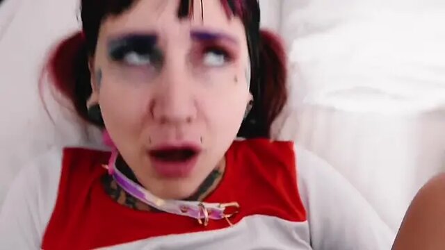 Norsk model with massive butt and pussy tattoo sucks cock