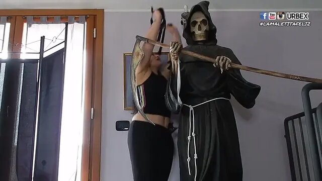 Straponed statue enjoys its ass banged