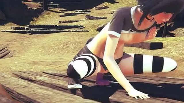 Kitty dildo and creampie anal sex in 3D anime game